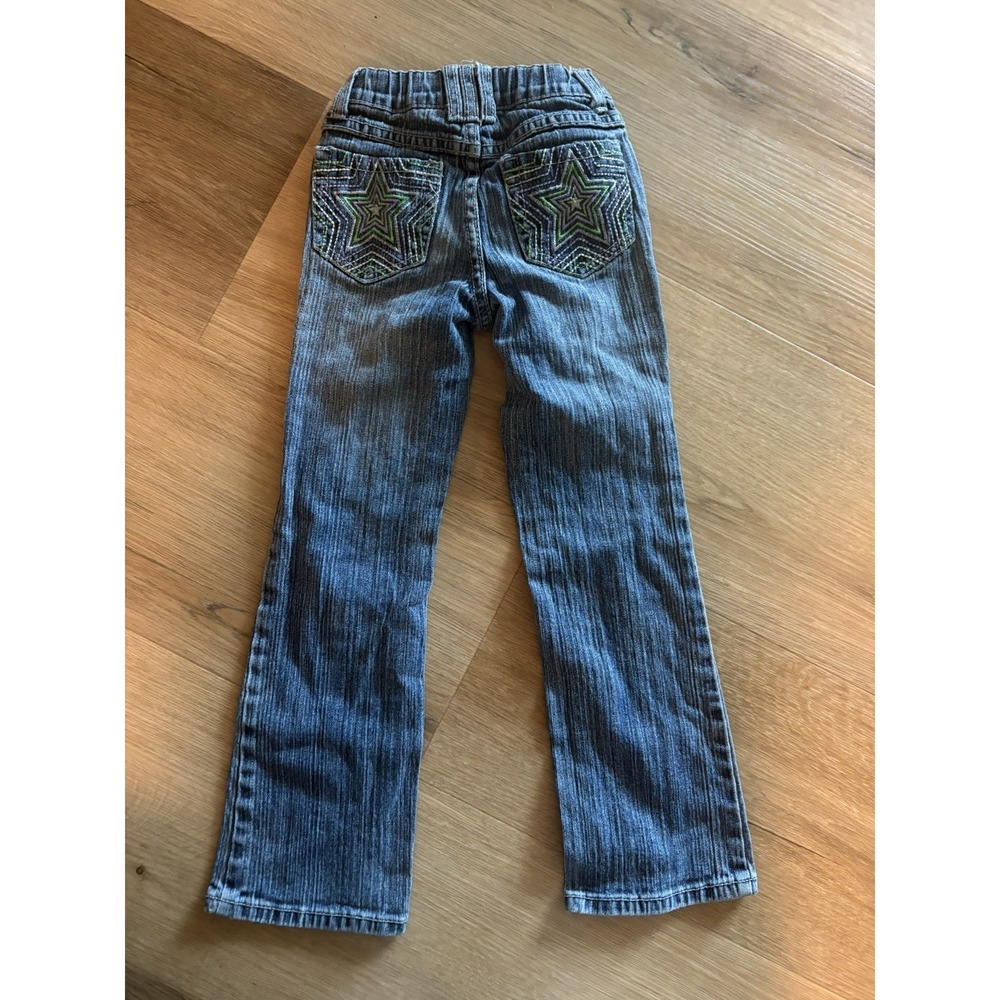 VTG Y2K Hannah Montana Girls Blue Flare Jeans Denim Embroidered Pockets Size 6